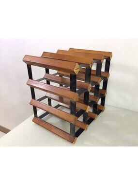 Mid century Wood Wine Holder 12 Bottles